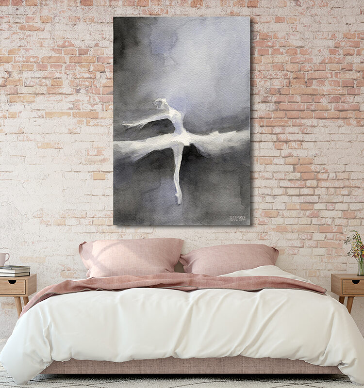 Black and White Ballerina Painting Large Canvas Wall Art Over the Bed - Beverly Brown - www.beverlybrown.com