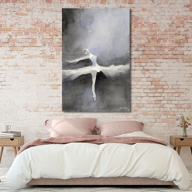 Abstract and White Ballet Dancer Painting - Classical Ballerina Canvas Wall Art & Framed Prints - Beverly Brown Artist