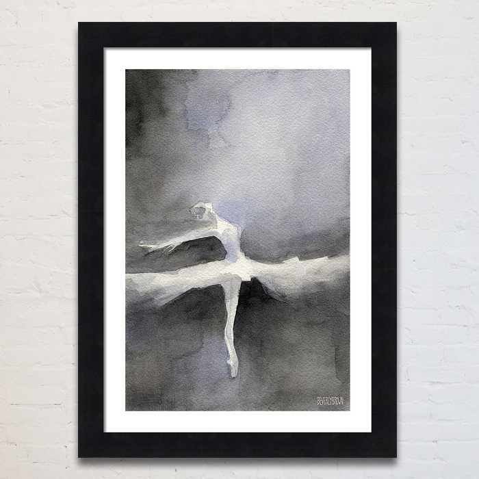 Black and White Ballerina Painting Framed Prints by Beverly Brown - www.beverlybrown.com