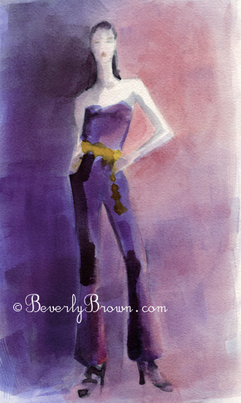 watercolor fashion illustration art print|Beverly Brown Artist