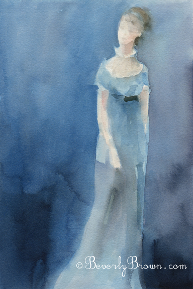 Jane Austen Watercolor Painting|Beverly Brown Artist