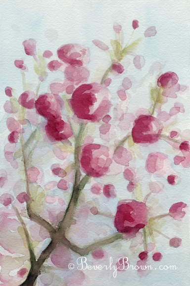 watercolor painting of cherry blossoms|Beverly Brown Artist