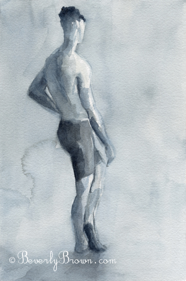 Black and White Male figure Painting|Beverly Brown Artist