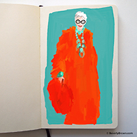 iris apfel sketch by Beverly Brown