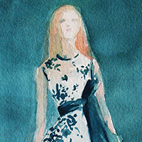 glam teal & white fashion art print by Beverly Brown