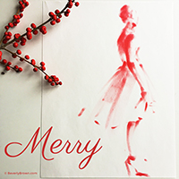 Chic Holiday Greetings Fashion Sketch by Beverly Brown