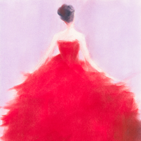 The Red Evening Dress - painting by Beverly Brown