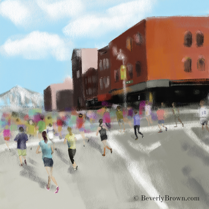 NYC Marathon Painting by artist Beverly Brown