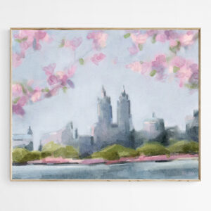 Cherry Blossoms Central Park Reservoir NYC Painting - Giclée Print