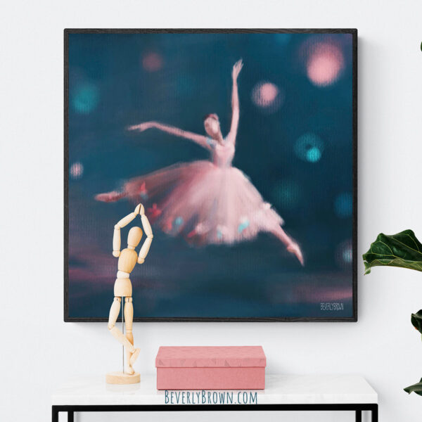 Ballet Dancer Pink and Peacock Blue - Giclée Print - Image 2