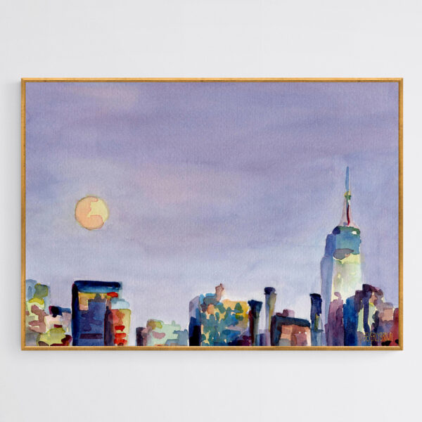 Full Moon and Empire State Building - Giclée Print