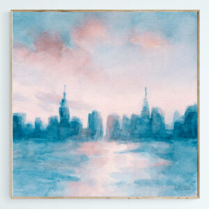 New York City Skyline Coral and Aqua - Giclée Print