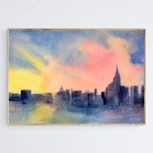 New York Skyline Pink and Yellow - Giclée Print