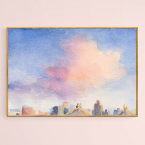 Pink Cloud and 59th St Bridge Watercolor Painting - Giclée Print