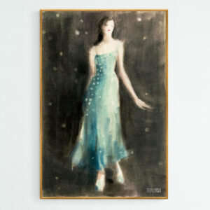 Aqua Blue Evening Dress - Giclée Print