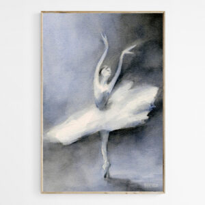 Ballerina in White Tutu Watercolor Painting - Giclée Print