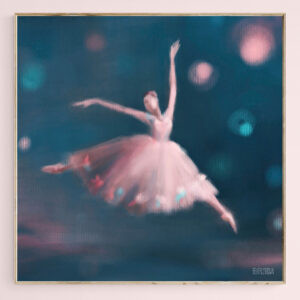 Ballet Dancer Pink and Peacock Blue - Giclée Print