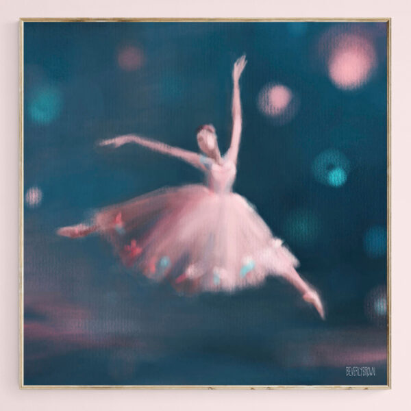 Ballet Dancer Pink and Peacock Blue - Giclée Print