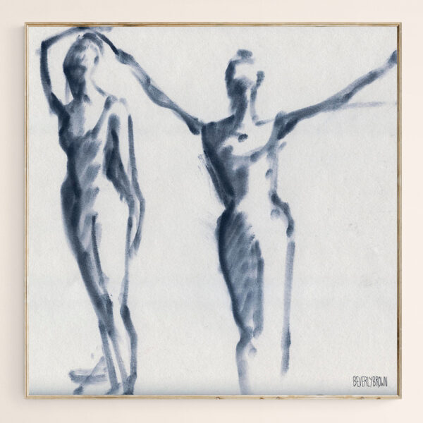 Ballet Sketch Two Dancers Arms Overhead - Giclée Print