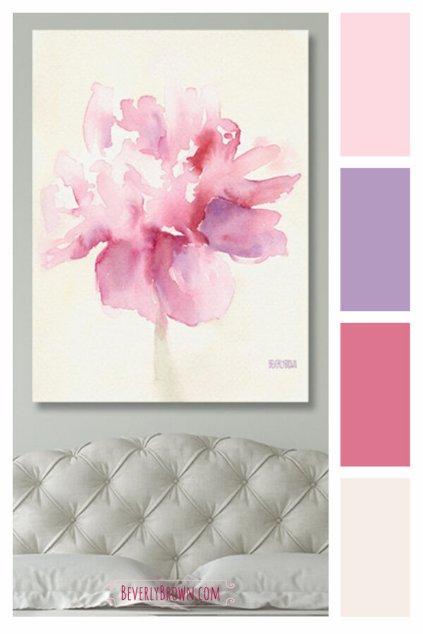 Pink Peony Watercolor Paintings of Flowers - Giclée Print - Image 4