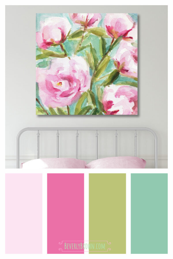 Pink Peony Branches - Giclée Print - Image 3