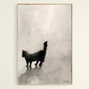 Black Cat Watercolor Painting - Giclée Print