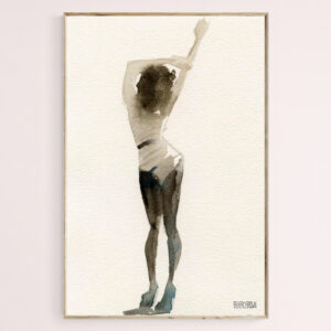 Black and White Stripes Watercolor Fashion - Giclée Print