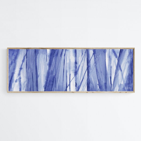 Blue and White Abstract Panoramic Painting - Giclée Print