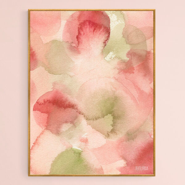 Blush Pink Green Persimmon - Giclée Print