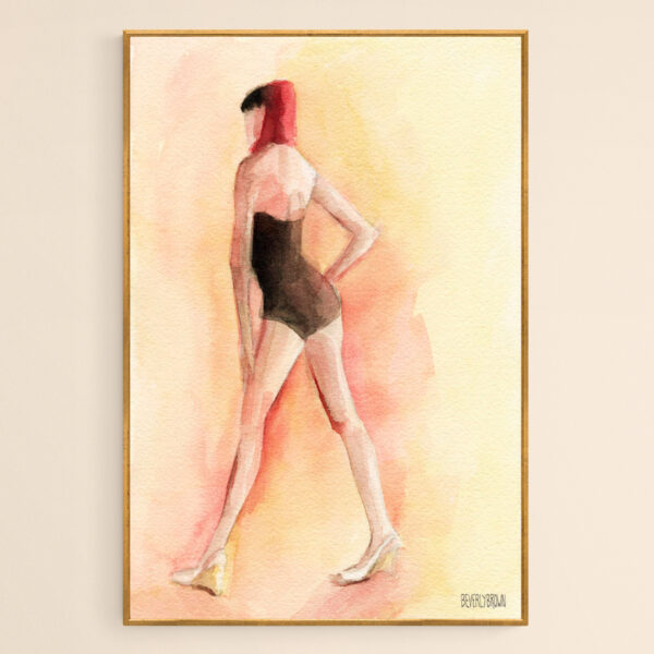 Brown Vintage Bathing Suit 1 Fashion Illustration - Giclée Print