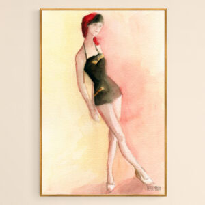 Brown Vintage Bathing Suit 2 Fashion Illustration - Giclée Print