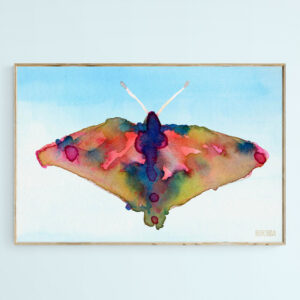 Butterfly Pink Yellow Blue Watercolor Painting - Giclée Print