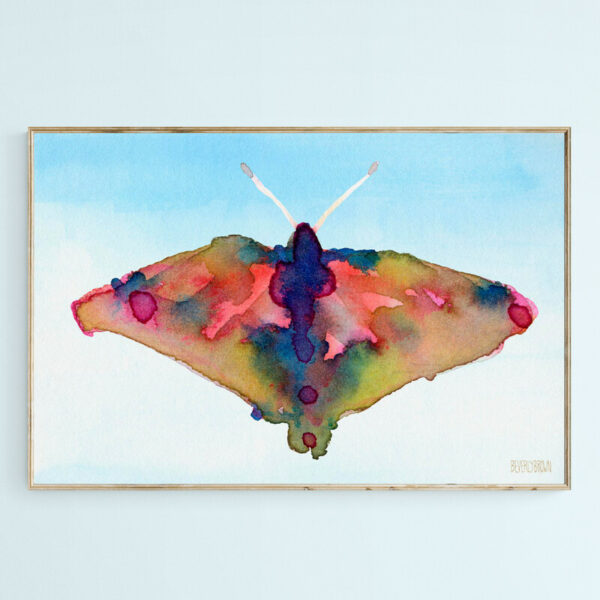 Butterfly Pink Yellow Blue Watercolor Painting - Giclée Print