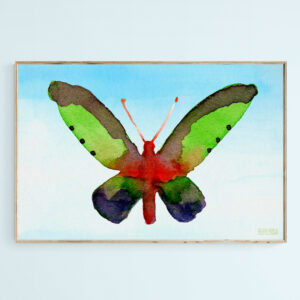 Butterfly Purple and Green Watercolor Painting - Giclée Print