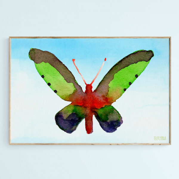 Butterfly Purple and Green Watercolor Painting - Giclée Print