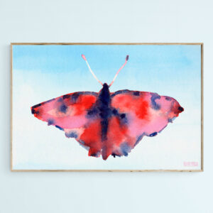 Butterfly Red and Blue Watercolor Painting - Giclée Print