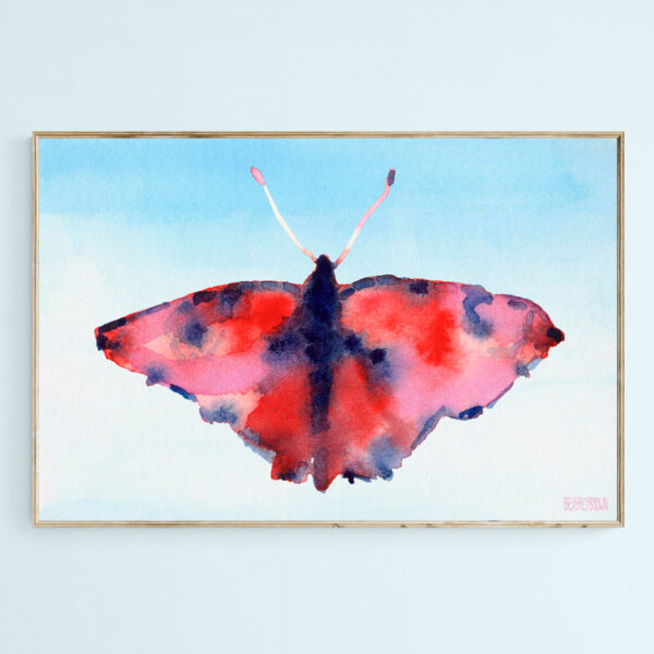 Butterfly Red and Blue Watercolor Painting - Giclée Print