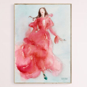 Coral Evening Dress - Giclée Print