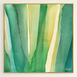 Green Teal and Yellow Abstract - Giclée Print