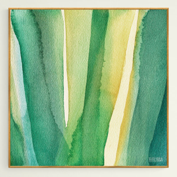 Green Teal and Yellow Abstract - Giclée Print