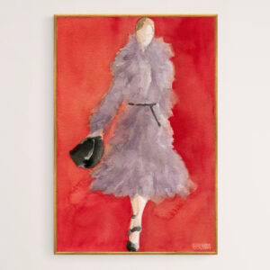 Grey Coat Watercolor Fashion Illustration - Giclée Print