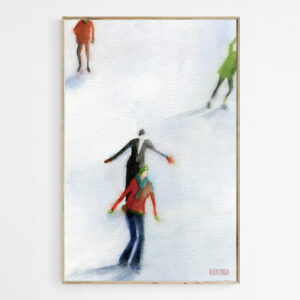Ice Skaters Watercolor Painting - Giclée Print