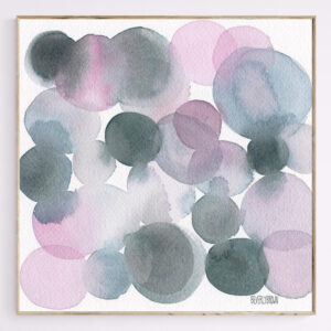 Lavender and Gray Circles Abstract Watercolor - Giclée Print