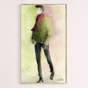 Man in a Green Jacket Fashion Illustration - Giclée Print
