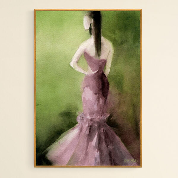 Mauve Evening Gown Fashion Illustration - Giclée Print