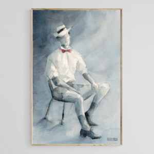 Mens Fashion Illustration Hat and Bowtie - Giclée Print