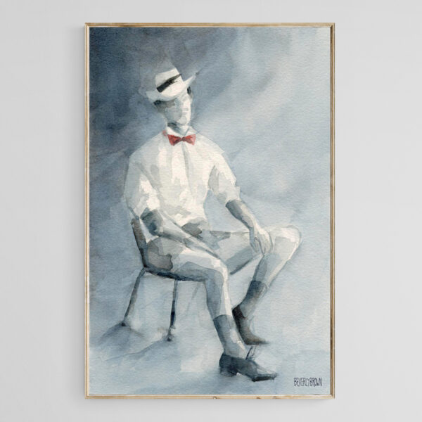 Mens Fashion Illustration Hat and Bowtie - Giclée Print