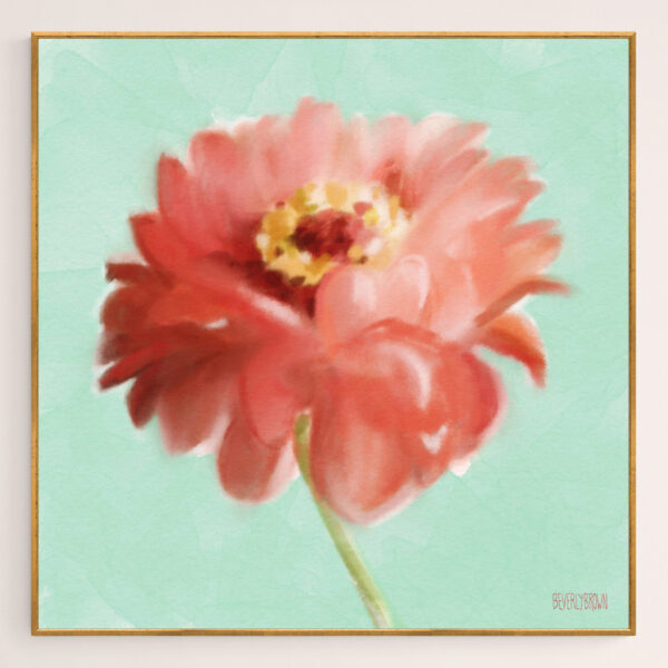 Orange Zinnia Floral Painting - Giclée Print