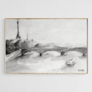 Painting of Paris Bridge on the Seine with Eiffel Tower - Giclée Print