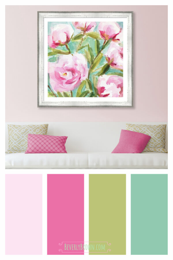Pink Peony Branches - Giclée Print - Image 5